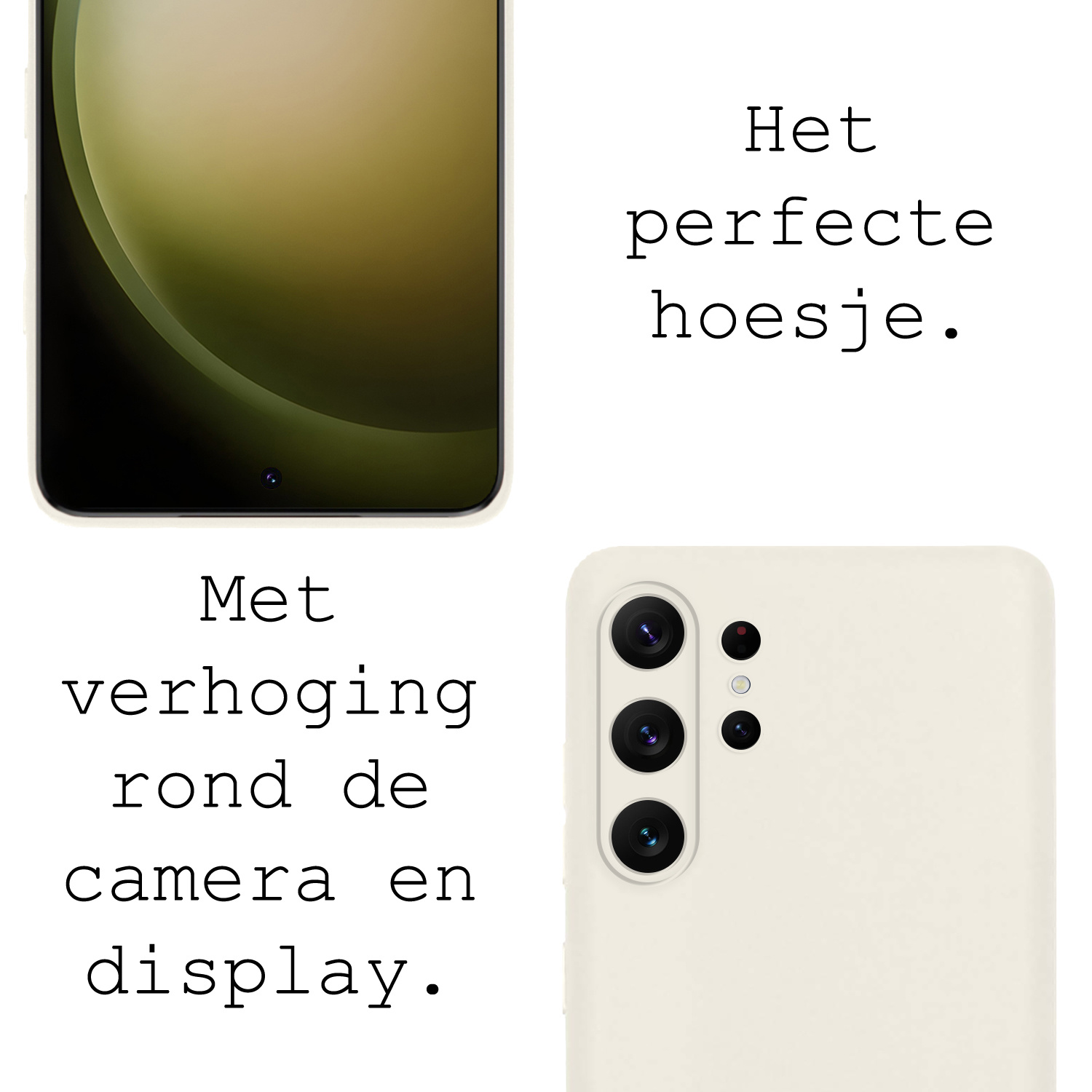 BASEY. Hoes Geschikt voor Samsung S23 Ultra Hoesje Siliconen Back Cover Case - Hoesje Geschikt voor Samsung Galaxy S23 Ultra Hoes Cover Hoesje - Wit