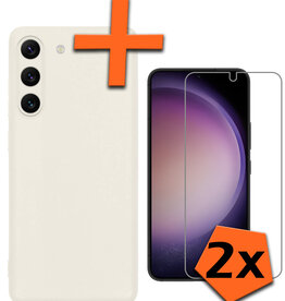 Nomfy Nomfy Samsung Galaxy S23 Hoesje Siliconen Met 2x Screenprotector - Wit