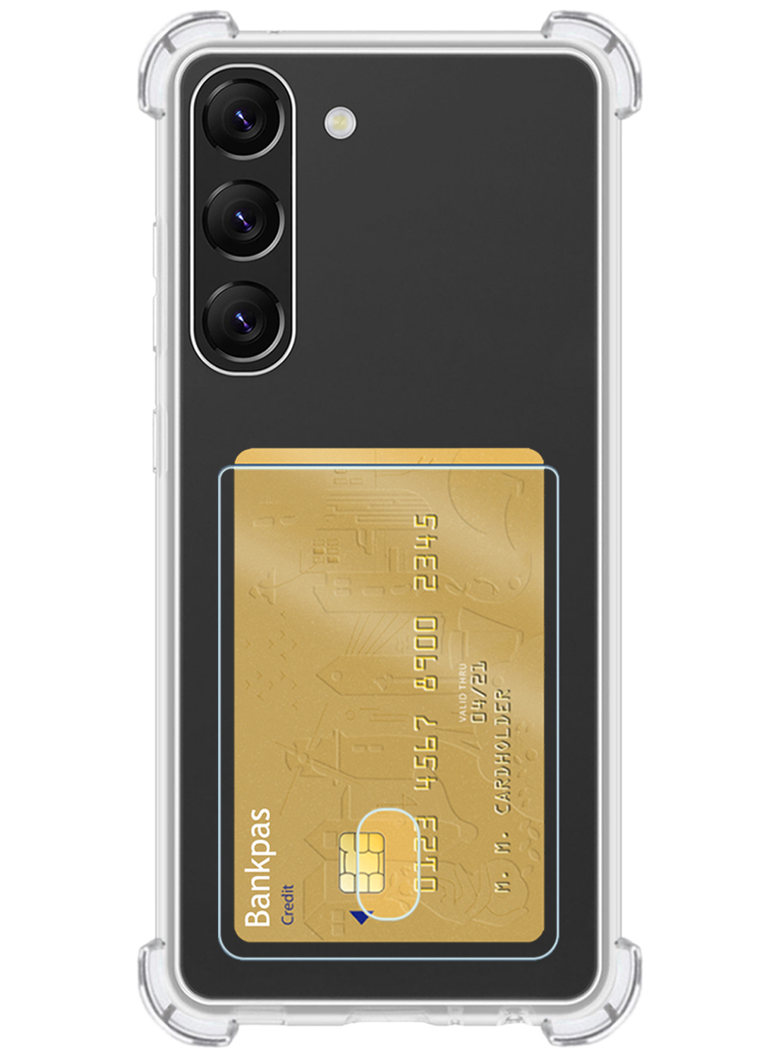 Nomfy Hoesje Geschikt voor Samsung S23 Plus Hoesje Pasjeshouder Shockproof Pas Houder - Hoesje Geschikt voor Samsung Galaxy S23 Plus Hoes Met Kaarthouder - Transparant
