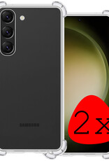 BASEY. Hoes Geschikt voor Samsung S23 Plus Hoesje Shock Proof Case Hoes Siliconen - Hoesje Geschikt voor Samsung Galaxy S23 Plus Hoes Cover Shockproof - Transparant - 2 Stuks