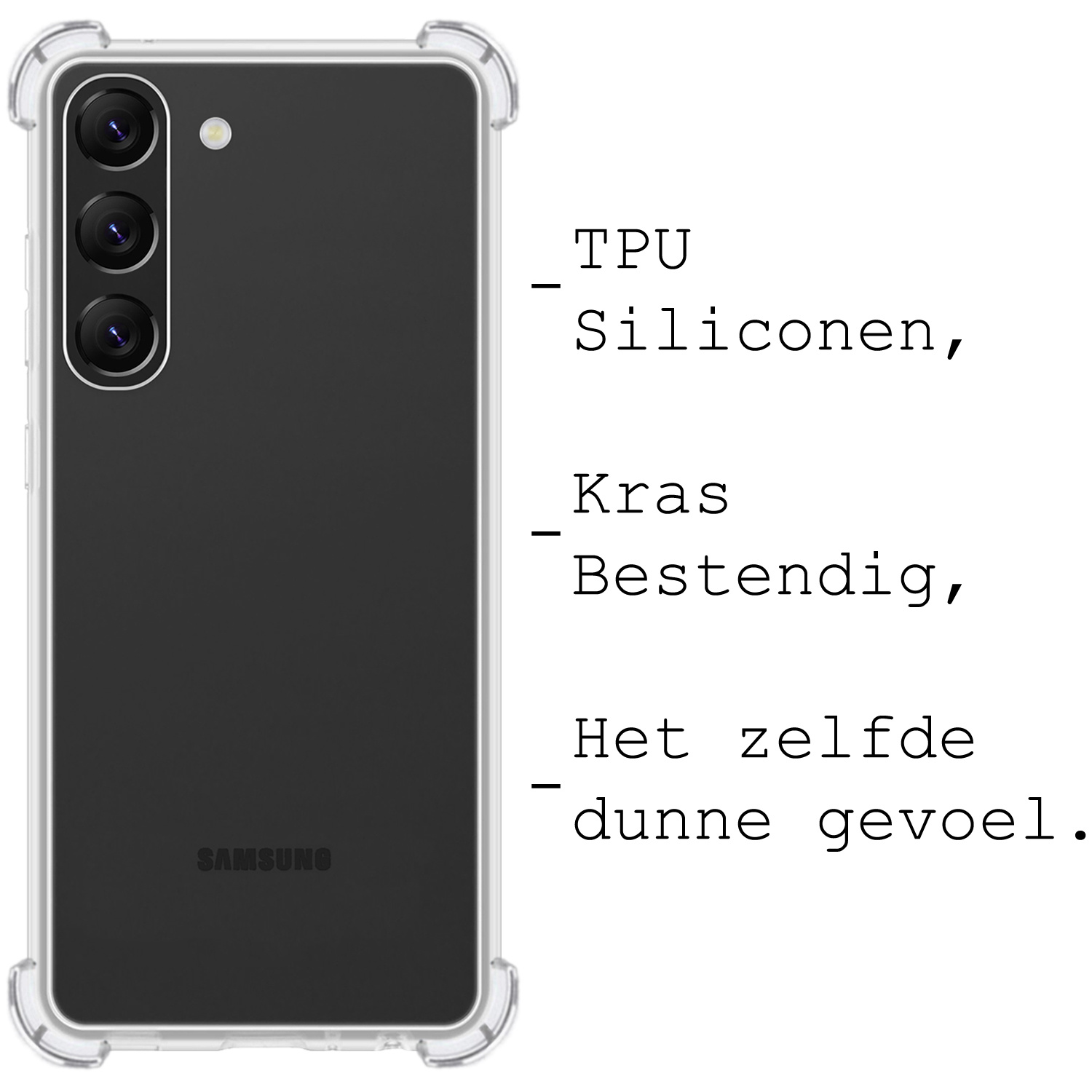 BASEY. Hoes Geschikt voor Samsung S23 Plus Hoesje Shock Proof Case Hoes Siliconen - Hoesje Geschikt voor Samsung Galaxy S23 Plus Hoes Cover Shockproof - Transparant - 2 Stuks