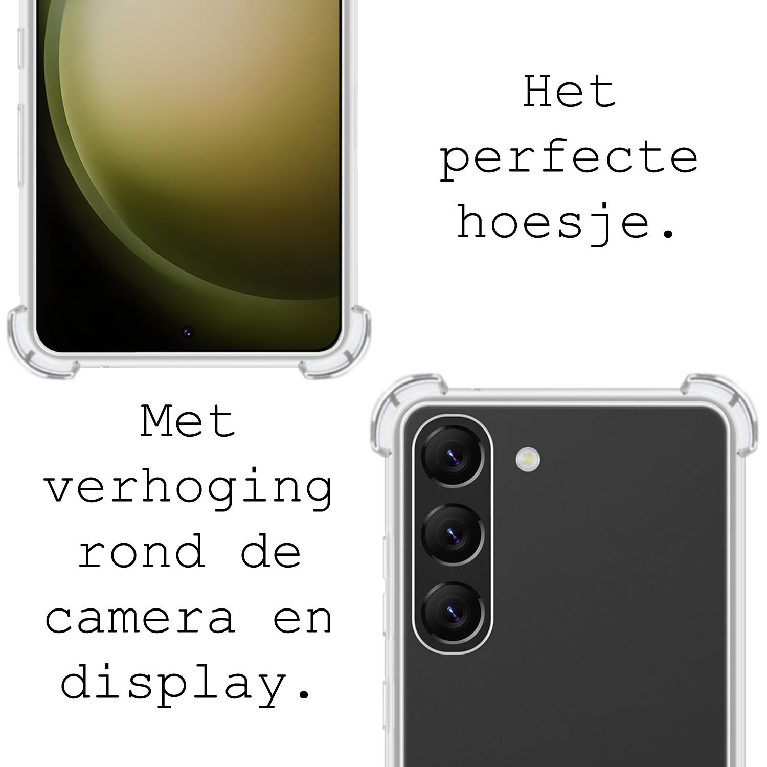 BASEY. Hoes Geschikt voor Samsung S23 Plus Hoesje Shock Proof Case Hoes Siliconen - Hoesje Geschikt voor Samsung Galaxy S23 Plus Hoes Cover Shockproof - Transparant - 2 Stuks