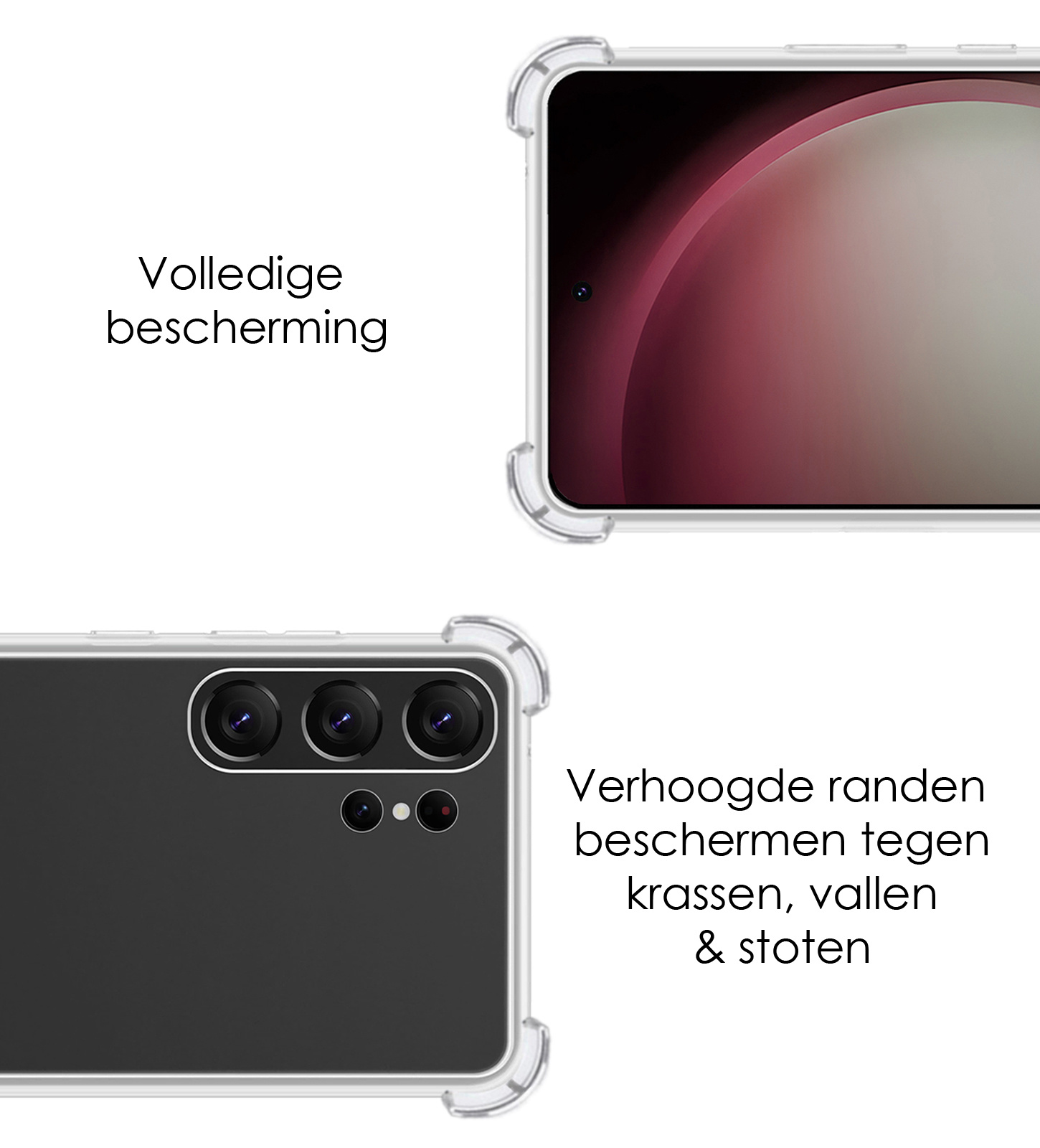 NoXx Hoes Geschikt voor Samsung S23 Ultra Hoesje Siliconen Cover Shock Proof Back Case Shockproof Hoes - Transparant - 2x