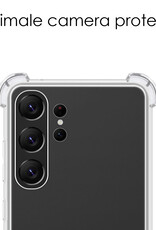 NoXx Hoes Geschikt voor Samsung S23 Ultra Hoesje Siliconen Cover Shock Proof Back Case Shockproof Hoes - Transparant - 2x