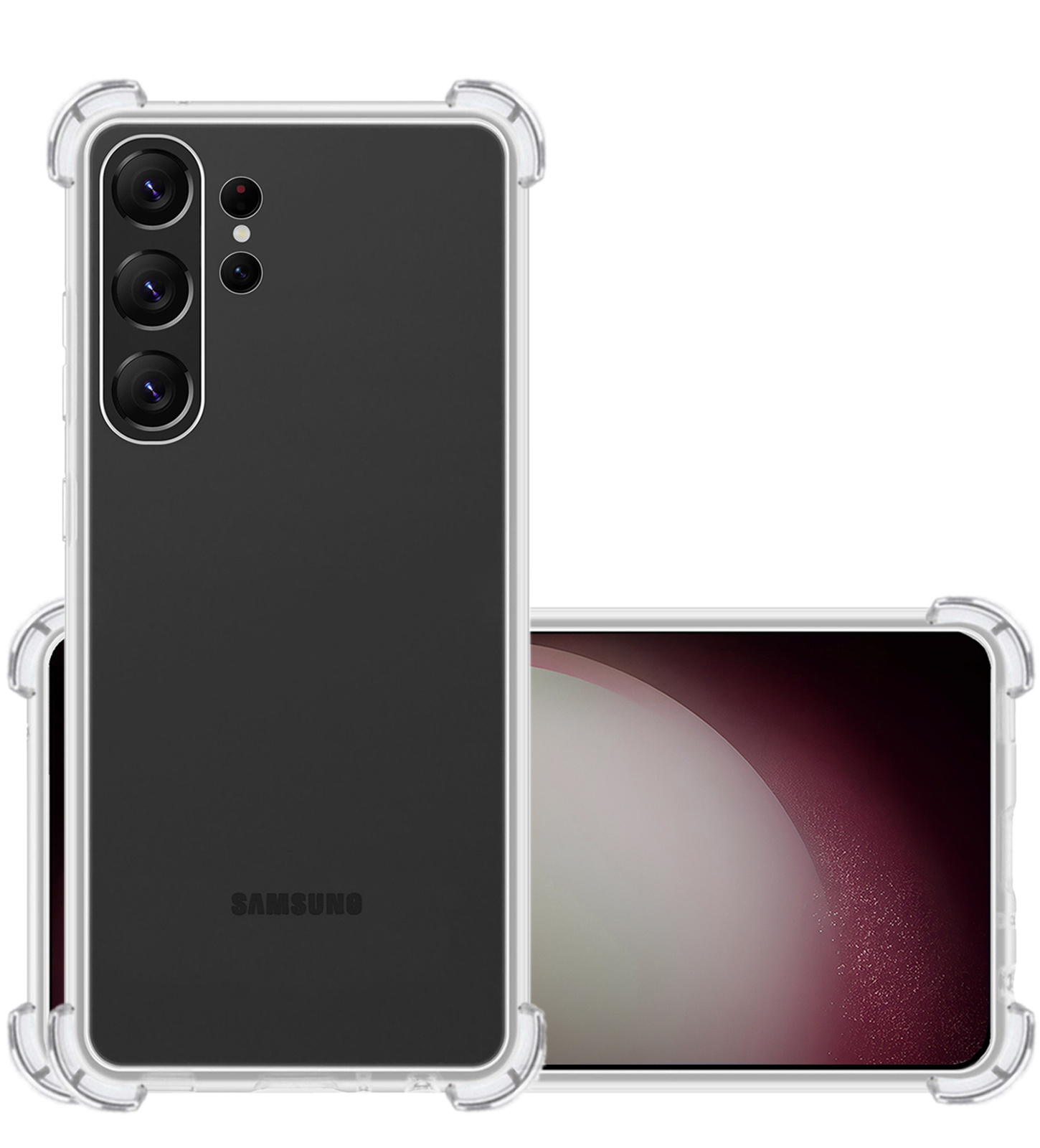 NoXx Hoes Geschikt voor Samsung S23 Ultra Hoesje Siliconen Cover Shock Proof Back Case Shockproof Hoes - Transparant