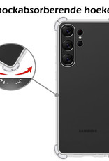 Nomfy Hoesje Geschikt voor Samsung S23 Ultra Hoesje Shock Proof Cover Case Shockproof - Hoes Geschikt voor Samsung Galaxy S23 Ultra Hoes Siliconen Back Case - Transparant - 2 PACK