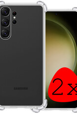 BASEY. Hoes Geschikt voor Samsung S23 Ultra Hoesje Shock Proof Case Hoes Siliconen - Hoesje Geschikt voor Samsung Galaxy S23 Ultra Hoes Cover Shockproof - Transparant - 2 Stuks
