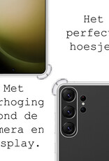 BASEY. Hoes Geschikt voor Samsung S23 Ultra Hoesje Shock Proof Case Hoes Siliconen - Hoesje Geschikt voor Samsung Galaxy S23 Ultra Hoes Cover Shockproof - Transparant - 2 Stuks