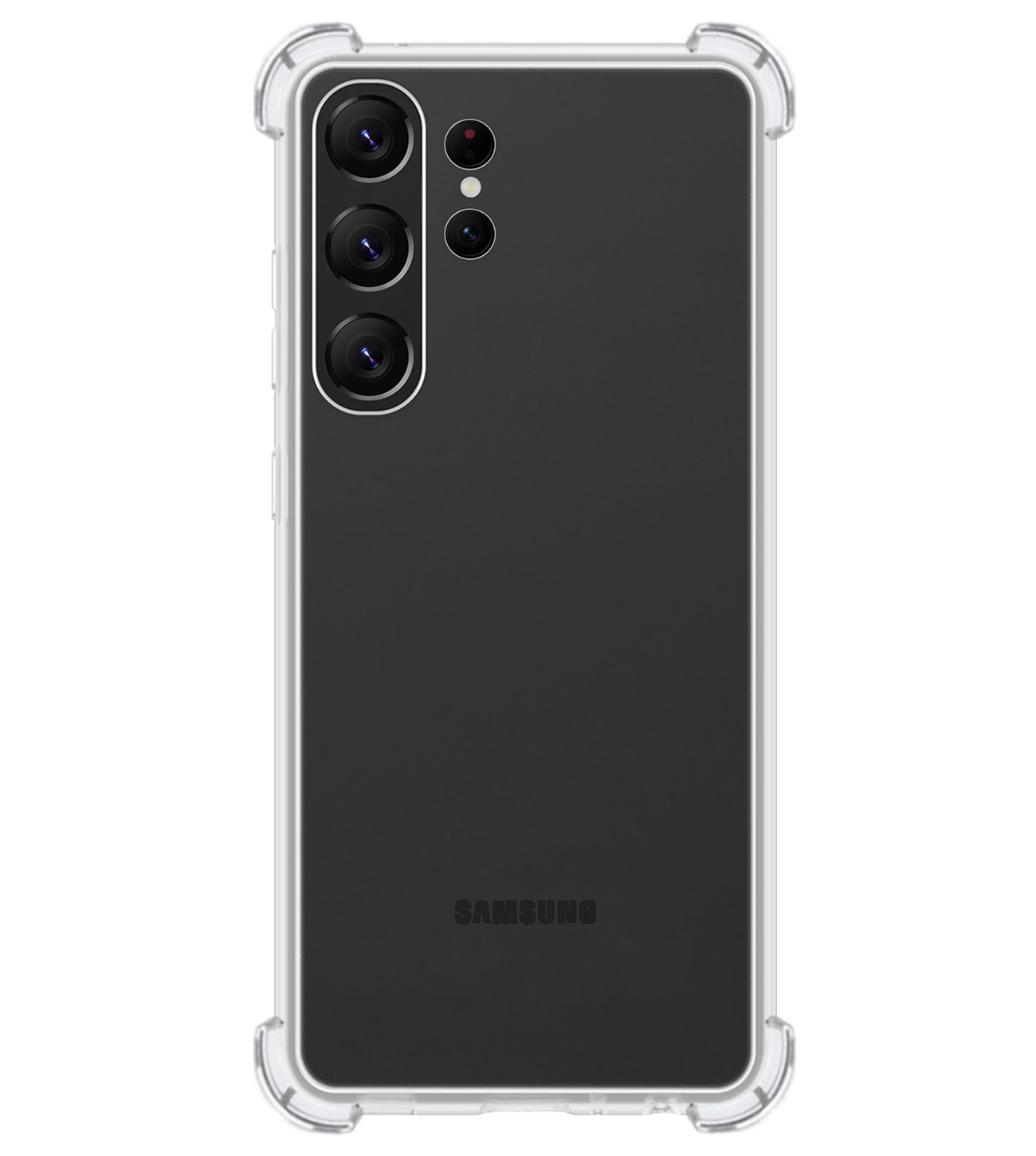 BASEY. Hoes Geschikt voor Samsung S23 Ultra Hoesje Shock Proof Case Hoes Siliconen - Hoesje Geschikt voor Samsung Galaxy S23 Ultra Hoes Cover Shockproof - Transparant - 2 Stuks