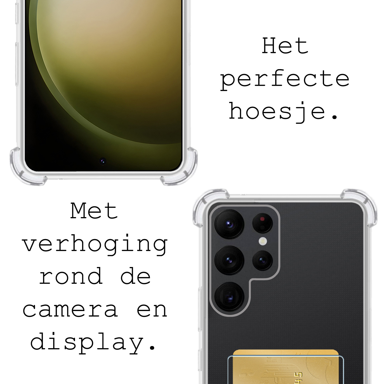 BASEY. Hoes Geschikt voor Samsung S23 Ultra Hoesje Shock Proof Case Hoes - Hoesje Geschikt voor Samsung Galaxy S23 Ultra Hoes Cover Shockproof - Transparant