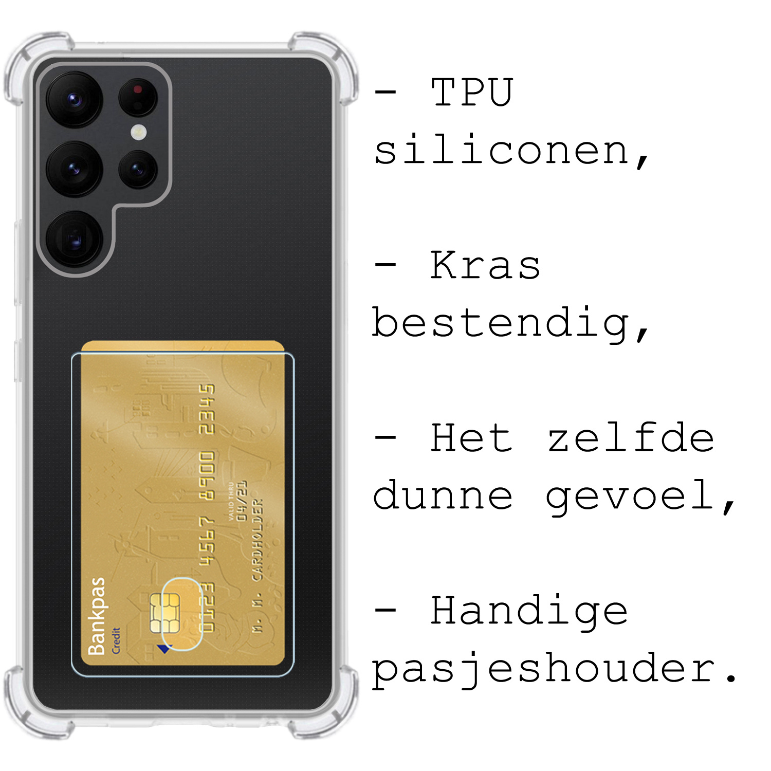 BASEY. Hoes Geschikt voor Samsung S23 Ultra Hoesje Shock Proof Case Hoes - Hoesje Geschikt voor Samsung Galaxy S23 Ultra Hoes Cover Shockproof - Transparant - 2 Stuks