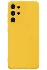 BASEY. Hoes Geschikt voor Samsung S23 Ultra Hoesje Siliconen Back Cover Case - Hoesje Geschikt voor Samsung Galaxy S23 Ultra Hoes Cover Hoesje - Geel - 2 Stuks