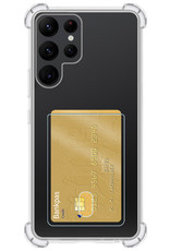 NoXx Hoes Geschikt voor Samsung S23 Ultra Hoesje Pasjeshouder Cover Shock Proof Case Siliconen Hoes Met Kaarthouder - Transparant - 2x