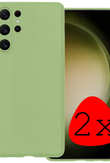 BASEY. Hoes Geschikt voor Samsung S23 Ultra Hoesje Siliconen Back Cover Case - Hoesje Geschikt voor Samsung Galaxy S23 Ultra Hoes Cover Hoesje - Groen - 2 Stuks