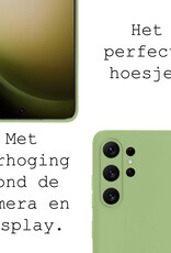 BASEY. Hoes Geschikt voor Samsung S23 Ultra Hoesje Siliconen Back Cover Case - Hoesje Geschikt voor Samsung Galaxy S23 Ultra Hoes Cover Hoesje - Groen - 2 Stuks