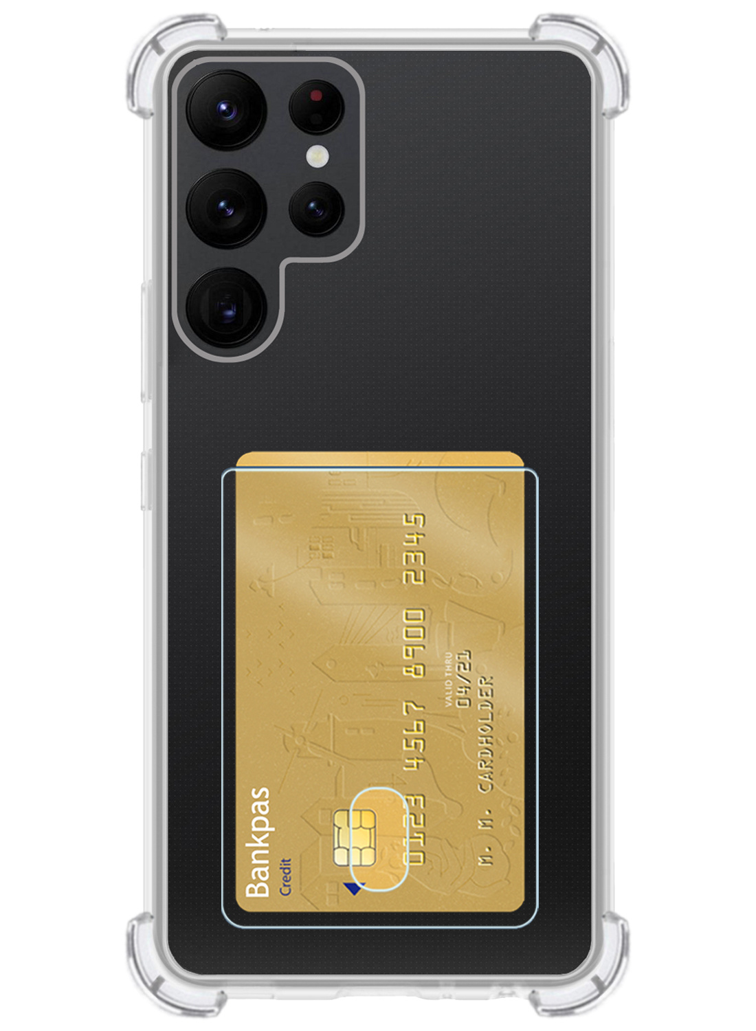 Nomfy Hoesje Geschikt voor Samsung S23 Ultra Hoesje Pasjeshouder Shockproof Pas Houder - Hoesje Geschikt voor Samsung Galaxy S23 Ultra Hoes Met Kaarthouder - Transparant