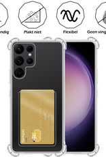 Nomfy Hoesje Geschikt voor Samsung S23 Ultra Hoesje Pasjeshouder Shockproof Pas Houder - Hoesje Geschikt voor Samsung Galaxy S23 Ultra Hoes Met Kaarthouder - Transparant