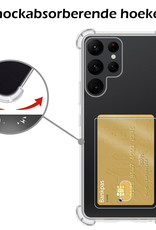 Nomfy Hoesje Geschikt voor Samsung S23 Ultra Hoesje Pasjeshouder Shockproof Pas Houder - Hoesje Geschikt voor Samsung Galaxy S23 Ultra Hoes Met Kaarthouder - Transparant