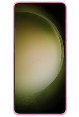 BASEY. Hoes Geschikt voor Samsung S23 Ultra Hoesje Siliconen Back Cover Case - Hoesje Geschikt voor Samsung Galaxy S23 Ultra Hoes Cover Hoesje - Lichtroze - 2 Stuks