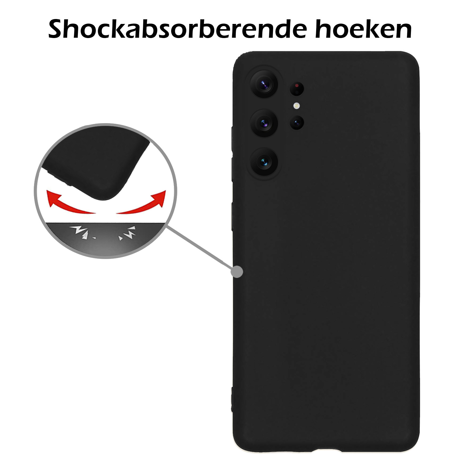 Nomfy Hoesje Geschikt voor Samsung S23 Ultra Hoesje Siliconen Cover Case - Hoes Geschikt voor Samsung Galaxy S23 Ultra Hoes Back Case - 2-PACK - Zwart