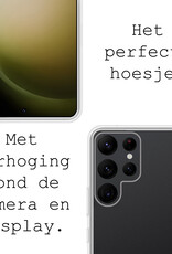 BASEY. Hoes Geschikt voor Samsung S23 Ultra Hoesje Siliconen Back Cover Case - Hoesje Geschikt voor Samsung Galaxy S23 Ultra Hoes Cover Hoesje - Transparant - 2 Stuks