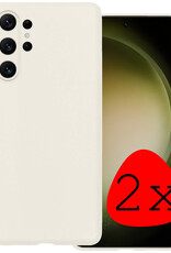BASEY. Hoes Geschikt voor Samsung S23 Ultra Hoesje Siliconen Back Cover Case - Hoesje Geschikt voor Samsung Galaxy S23 Ultra Hoes Cover Hoesje - Wit - 2 Stuks