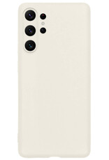 BASEY. Hoes Geschikt voor Samsung S23 Ultra Hoesje Siliconen Back Cover Case - Hoesje Geschikt voor Samsung Galaxy S23 Ultra Hoes Cover Hoesje - Wit - 2 Stuks