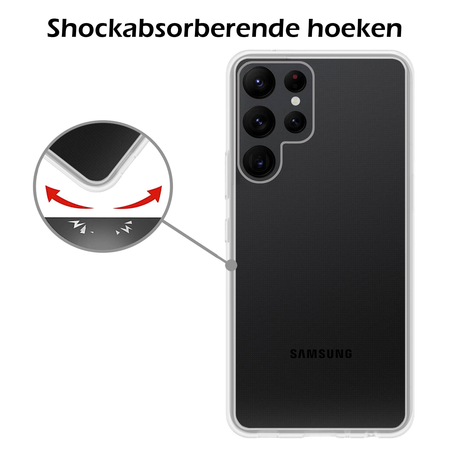 Nomfy Hoesje Geschikt voor Samsung S23 Ultra Hoesje Siliconen Cover Case - Hoes Geschikt voor Samsung Galaxy S23 Ultra Hoes Back Case - 2-PACK - Transparant