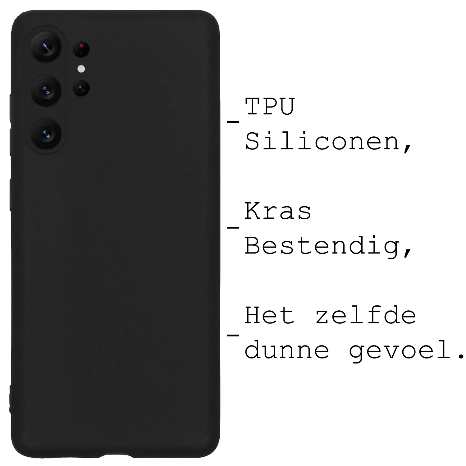 BASEY. Hoes Geschikt voor Samsung S23 Ultra Hoesje Siliconen Back Cover Case - Hoesje Geschikt voor Samsung Galaxy S23 Ultra Hoes Cover Hoesje - Zwart - 2 Stuks