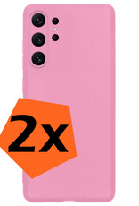 Nomfy Hoesje Geschikt voor Samsung S23 Ultra Hoesje Siliconen Cover Case - Hoes Geschikt voor Samsung Galaxy S23 Ultra Hoes Back Case - 2-PACK - Lichtroze