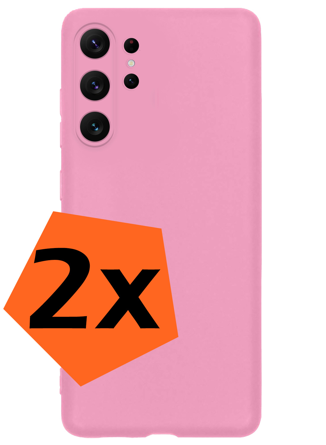 Nomfy Hoesje Geschikt voor Samsung S23 Ultra Hoesje Siliconen Cover Case - Hoes Geschikt voor Samsung Galaxy S23 Ultra Hoes Back Case - 2-PACK - Lichtroze