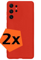 Nomfy Hoesje Geschikt voor Samsung S23 Ultra Hoesje Siliconen Cover Case - Hoes Geschikt voor Samsung Galaxy S23 Ultra Hoes Back Case - 2-PACK - Rood