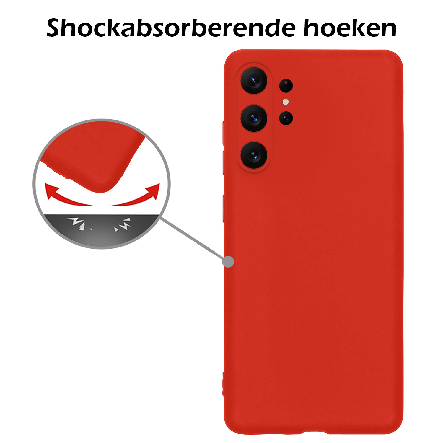Nomfy Samsung S23 Ultra Hoesje Siliconen Case Back Cover Samsung Galaxy S23 Ultra Hoes Cover Silicone - Rood - 2X