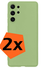 Nomfy Hoesje Geschikt voor Samsung S23 Ultra Hoesje Siliconen Cover Case - Hoes Geschikt voor Samsung Galaxy S23 Ultra Hoes Back Case - 2-PACK - Groen