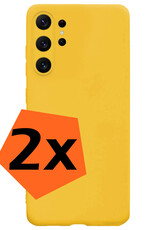 Nomfy Hoesje Geschikt voor Samsung S23 Ultra Hoesje Siliconen Cover Case - Hoes Geschikt voor Samsung Galaxy S23 Ultra Hoes Back Case - 2-PACK - Geel