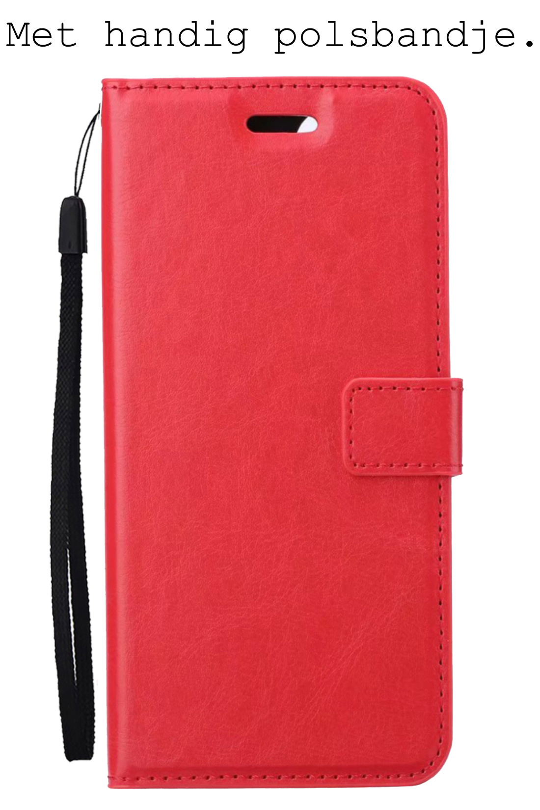 BASEY. Hoes Geschikt voor Samsung S23 Plus Hoesje Bookcase Hoes Flip Case Book Cover Met Screenprotector - Hoesje Geschikt voor Samsung Galaxy S23 Plus Hoes Book Case Hoesje - Rood