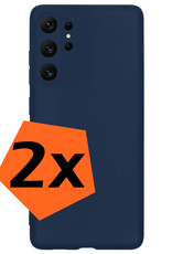Nomfy Samsung S23 Ultra Hoesje Siliconen Case Back Cover Samsung Galaxy S23 Ultra Hoes Cover Silicone - Donker Blauw - 2X