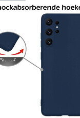 Nomfy Hoesje Geschikt voor Samsung S23 Ultra Hoesje Siliconen Cover Case - Hoes Geschikt voor Samsung Galaxy S23 Ultra Hoes Back Case - 2-PACK - Donkerblauw