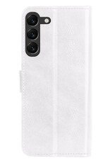 BASEY. Hoes Geschikt voor Samsung S23 Plus Hoesje Bookcase Hoes Flip Case Book Cover Met Screenprotector - Hoesje Geschikt voor Samsung Galaxy S23 Plus Hoes Book Case Hoesje - Wit