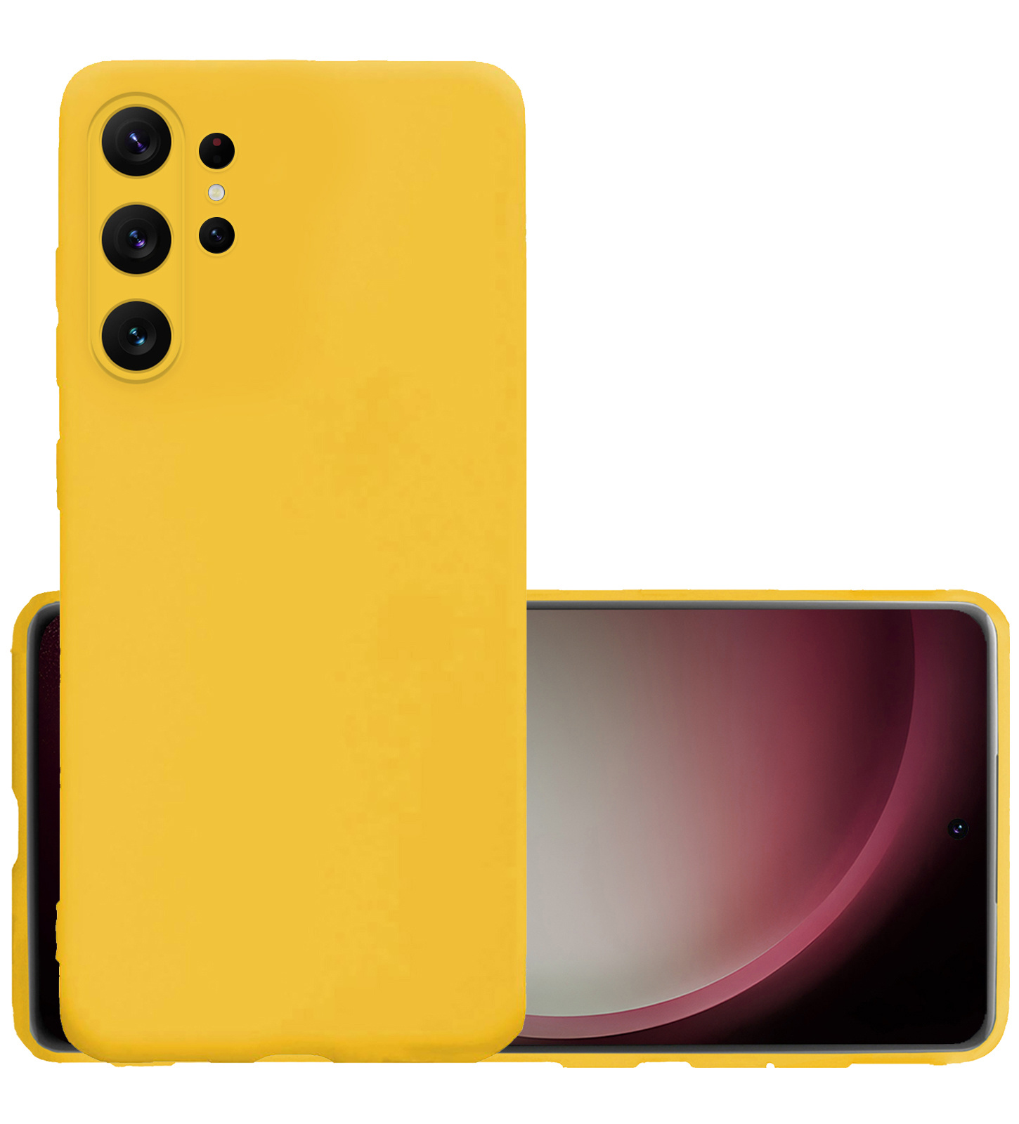 NoXx Hoes Geschikt voor Samsung S23 Ultra Hoesje Cover Siliconen Back Case Hoes - Geel
