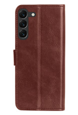 BASEY. Hoes Geschikt voor Samsung S23 Plus Hoesje Bookcase Hoes Flip Case Book Cover Met 2x Screenprotector - Hoesje Geschikt voor Samsung Galaxy S23 Plus Hoes Book Case Hoesje - Bruin