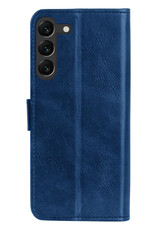BASEY. Hoes Geschikt voor Samsung S23 Plus Hoesje Bookcase Hoes Flip Case Book Cover Met 2x Screenprotector - Hoesje Geschikt voor Samsung Galaxy S23 Plus Hoes Book Case Hoesje - Donkerblauw