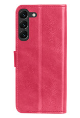BASEY. Hoes Geschikt voor Samsung S23 Plus Hoesje Bookcase Hoes Flip Case Book Cover Met 2x Screenprotector - Hoesje Geschikt voor Samsung Galaxy S23 Plus Hoes Book Case Hoesje - Donkerroze