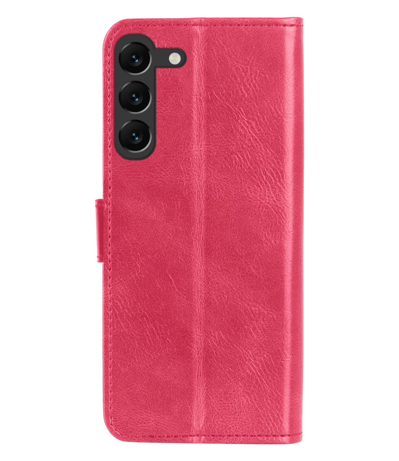 BASEY. Hoes Geschikt voor Samsung S23 Plus Hoesje Bookcase Hoes Flip Case Book Cover Met 2x Screenprotector - Hoesje Geschikt voor Samsung Galaxy S23 Plus Hoes Book Case Hoesje - Donkerroze