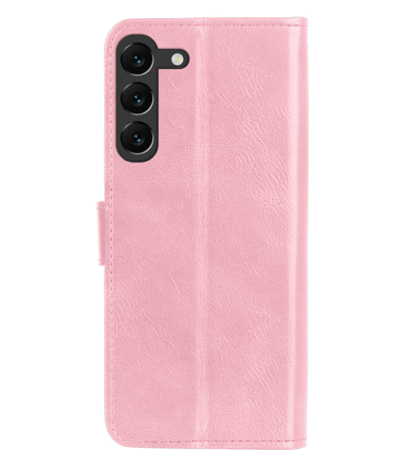 BASEY. Hoes Geschikt voor Samsung S23 Plus Hoesje Bookcase Hoes Flip Case Book Cover Met 2x Screenprotector - Hoesje Geschikt voor Samsung Galaxy S23 Plus Hoes Book Case Hoesje - Lichtroze