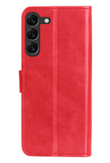 BASEY. Hoes Geschikt voor Samsung S23 Plus Hoesje Bookcase Hoes Flip Case Book Cover Met 2x Screenprotector - Hoesje Geschikt voor Samsung Galaxy S23 Plus Hoes Book Case Hoesje - Rood