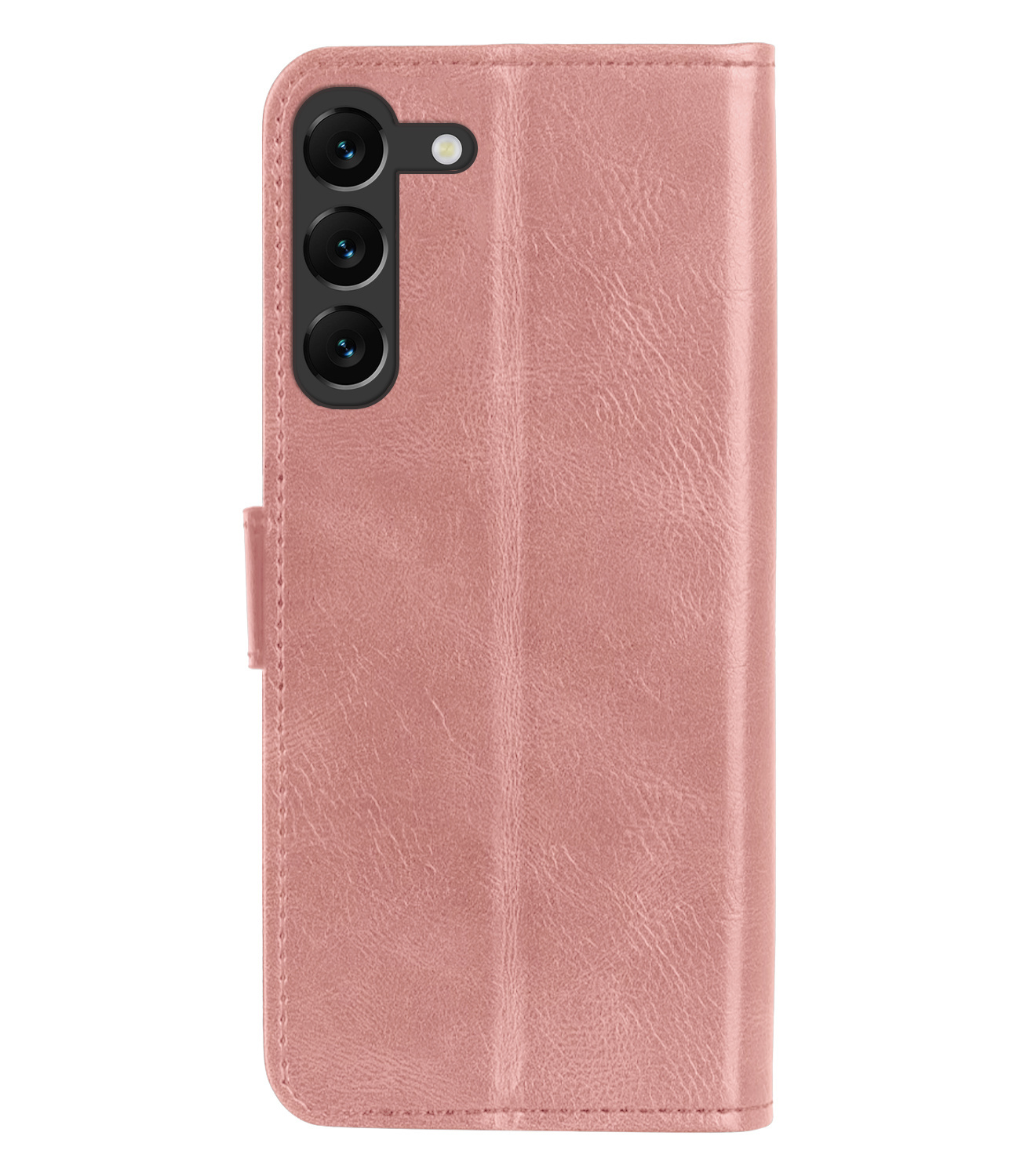 BASEY. Hoes Geschikt voor Samsung S23 Plus Hoesje Bookcase Hoes Flip Case Book Cover Met 2x Screenprotector - Hoesje Geschikt voor Samsung Galaxy S23 Plus Hoes Book Case Hoesje - Rosé goud