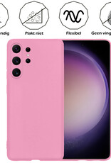 Nomfy Hoesje Geschikt voor Samsung S23 Ultra Hoesje Siliconen Cover Case - Hoes Geschikt voor Samsung Galaxy S23 Ultra Hoes Back Case - Lichtroze