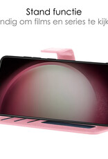 NoXx Hoes Geschikt voor Samsung S23 Plus Hoesje Book Case Hoes Flip Cover Wallet Bookcase Met Screenprotector - Lichtroze