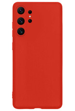 Nomfy Hoesje Geschikt voor Samsung S23 Ultra Hoesje Siliconen Cover Case - Hoes Geschikt voor Samsung Galaxy S23 Ultra Hoes Back Case - Rood